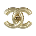 Chanel CC Logo Turnlock Cream Gold Plated Brooch