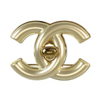 Chanel CC Logo Turnlock Cream Gold Plated Brooch