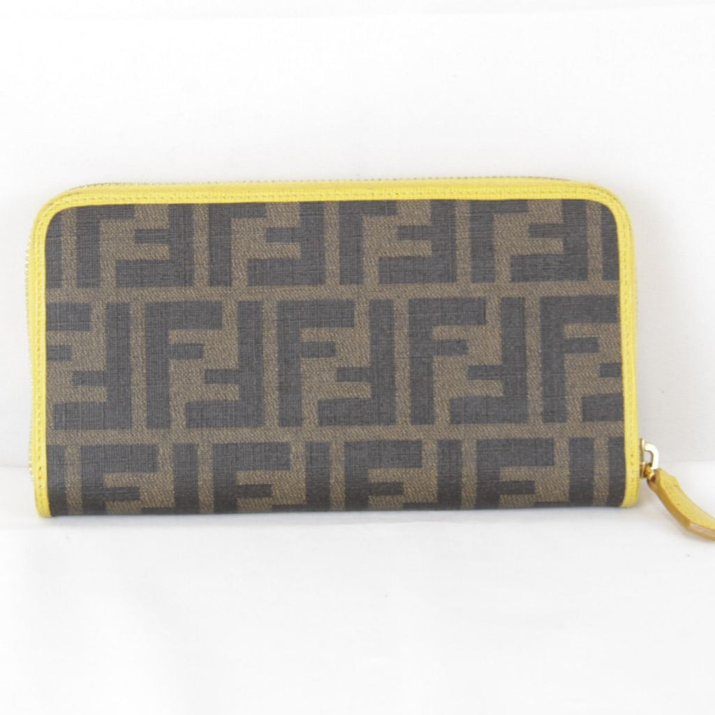 Fendi Zucca Zip Around Boxed Wallet Leather Yellow Brown — view 2