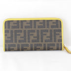 Fendi Zucca Zip Around Boxed Wallet Leather Yellow Brown — view 2
