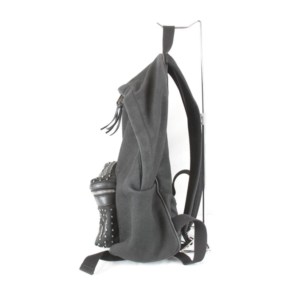Saint Laurent Yves Studded Backpack Cotton Canvas Black — view 3