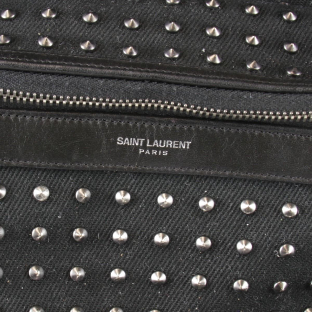 Saint Laurent Yves Studded Backpack Cotton Canvas Black — view 6