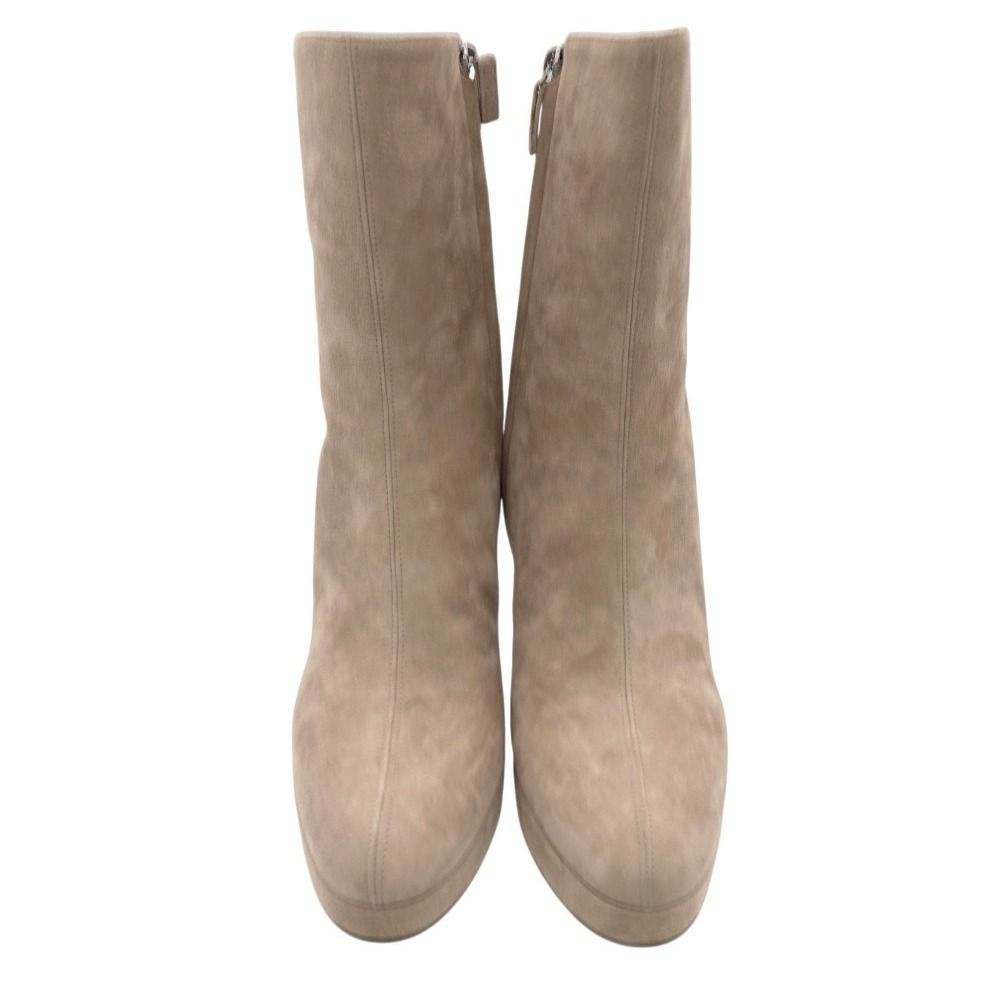 Celine Boots Suede Nubuck Side Zip Short High Heels Beige 37c — view 2