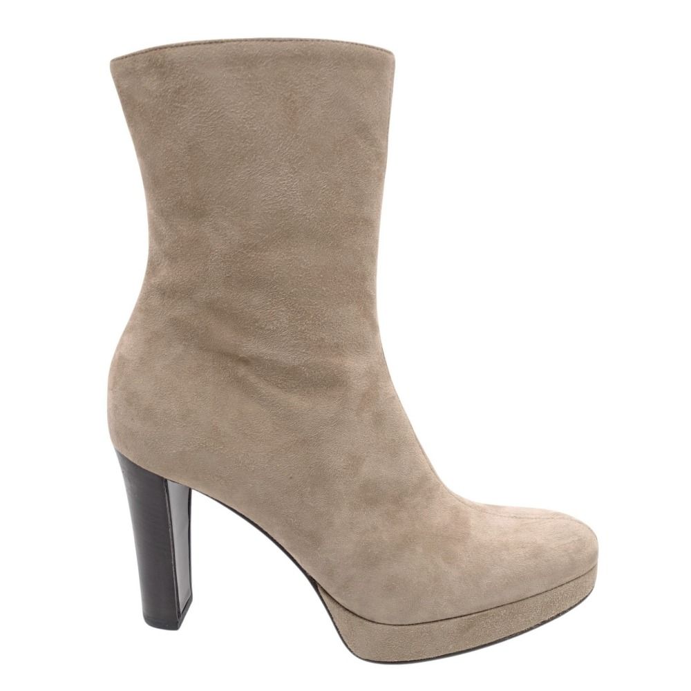 Celine Boots Suede Nubuck Side Zip Short High Heels Beige 37c — view 7