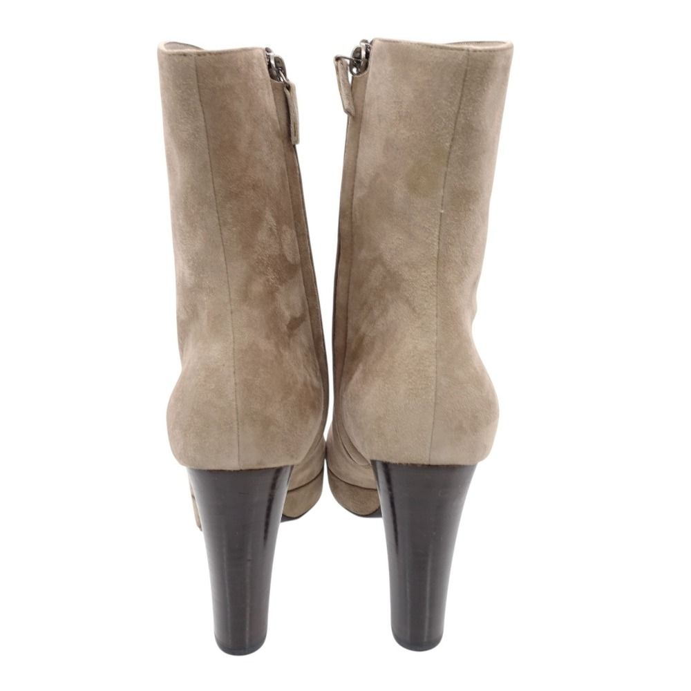 Celine Boots Suede Nubuck Side Zip Short High Heels Beige 37c — view 3
