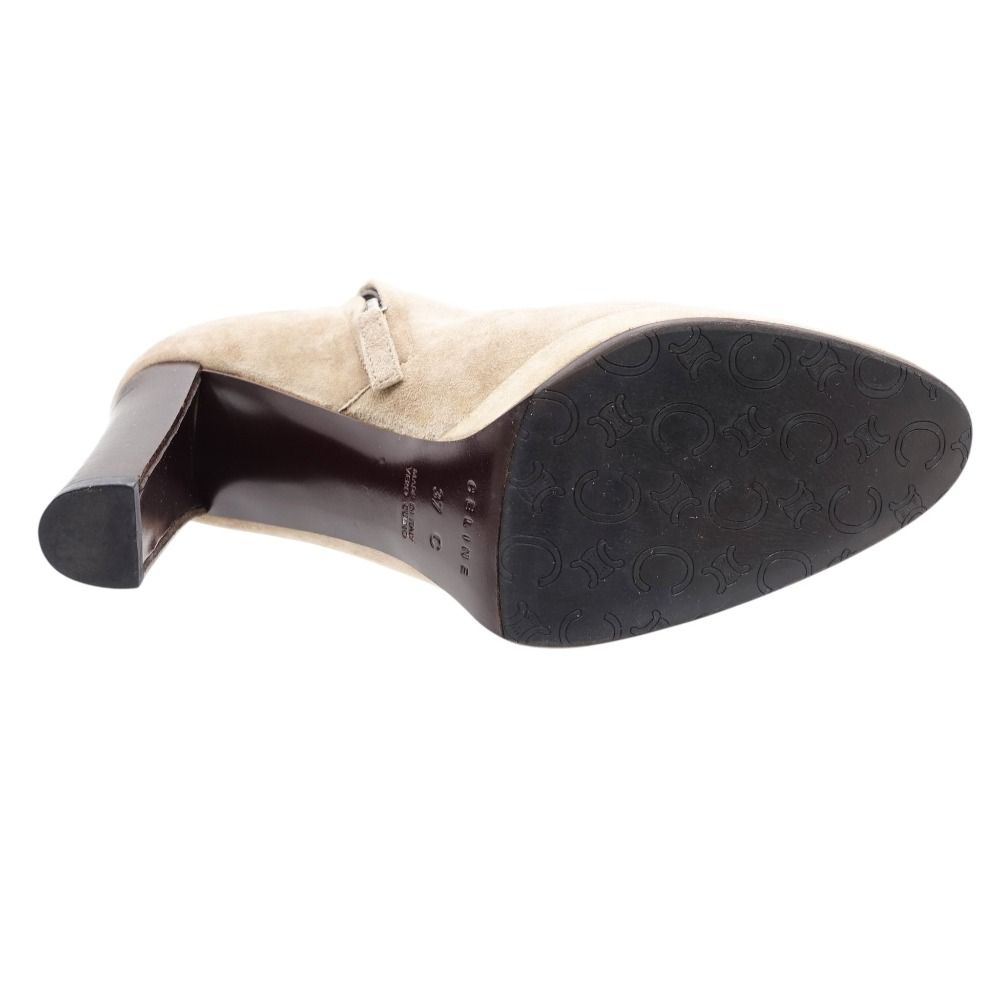 Celine Boots Suede Nubuck Side Zip Short High Heels Beige 37c — view 6