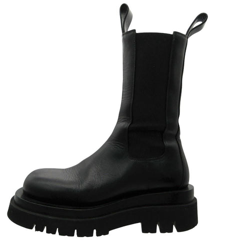 Bottega Veneta Boots Leather Lug Chelsea Side Gore Long Black