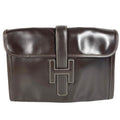 Hermes Clutch Jije PM Leather Dark Brown