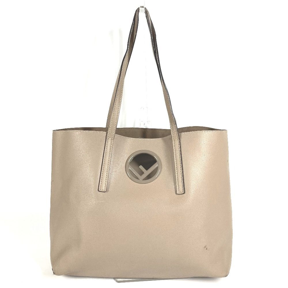 Fendi Shoulder Bag Logo F's Leather Beige — view 2