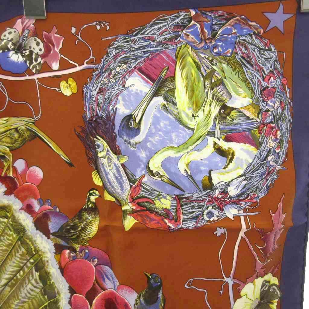 Hermes Carre 90 Faune Et Flore du Texas Illustrated Encyclopedia of Fauna — view 3