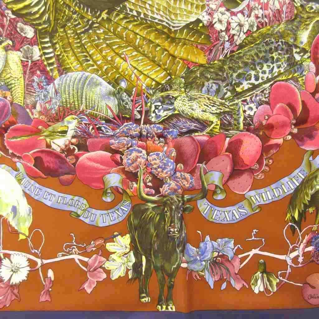 Hermes Carre 90 Faune Et Flore du Texas Illustrated Encyclopedia of Fauna — view 4