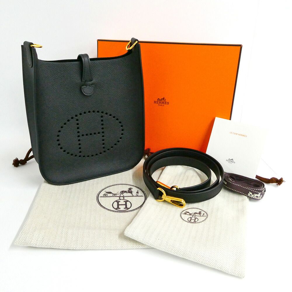 Hermes Evelyne TPM 16 Series Black Gold Epsom Shoulder Bag — view 9