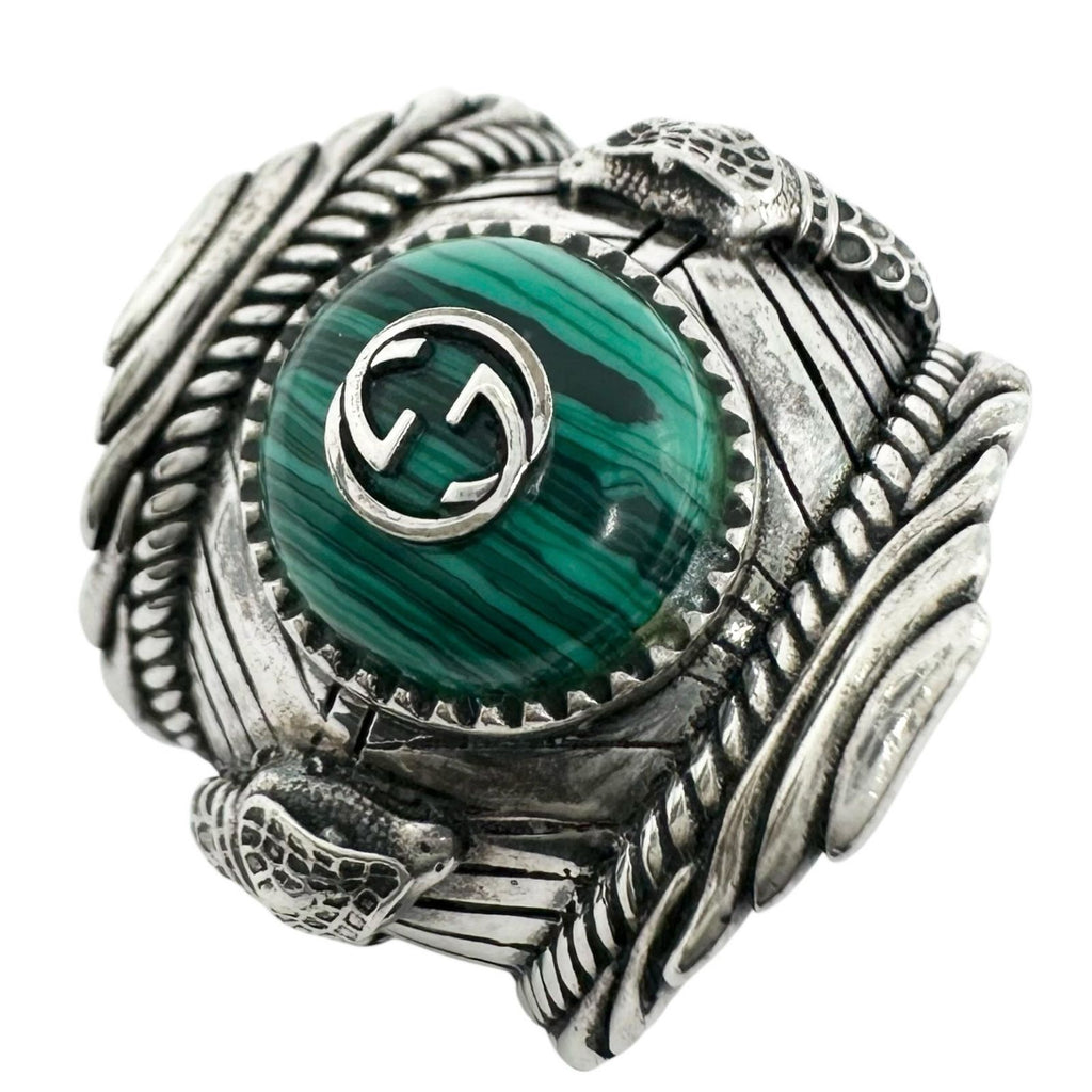 Gucci Ring Snake Malachite Silver