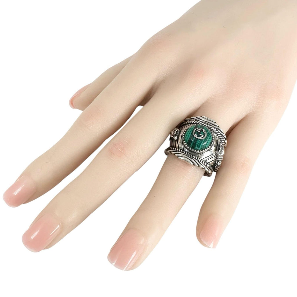 Gucci Ring Snake Malachite Silver