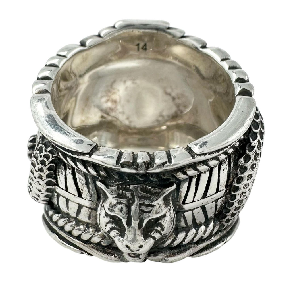 Gucci Ring Snake Malachite Silver