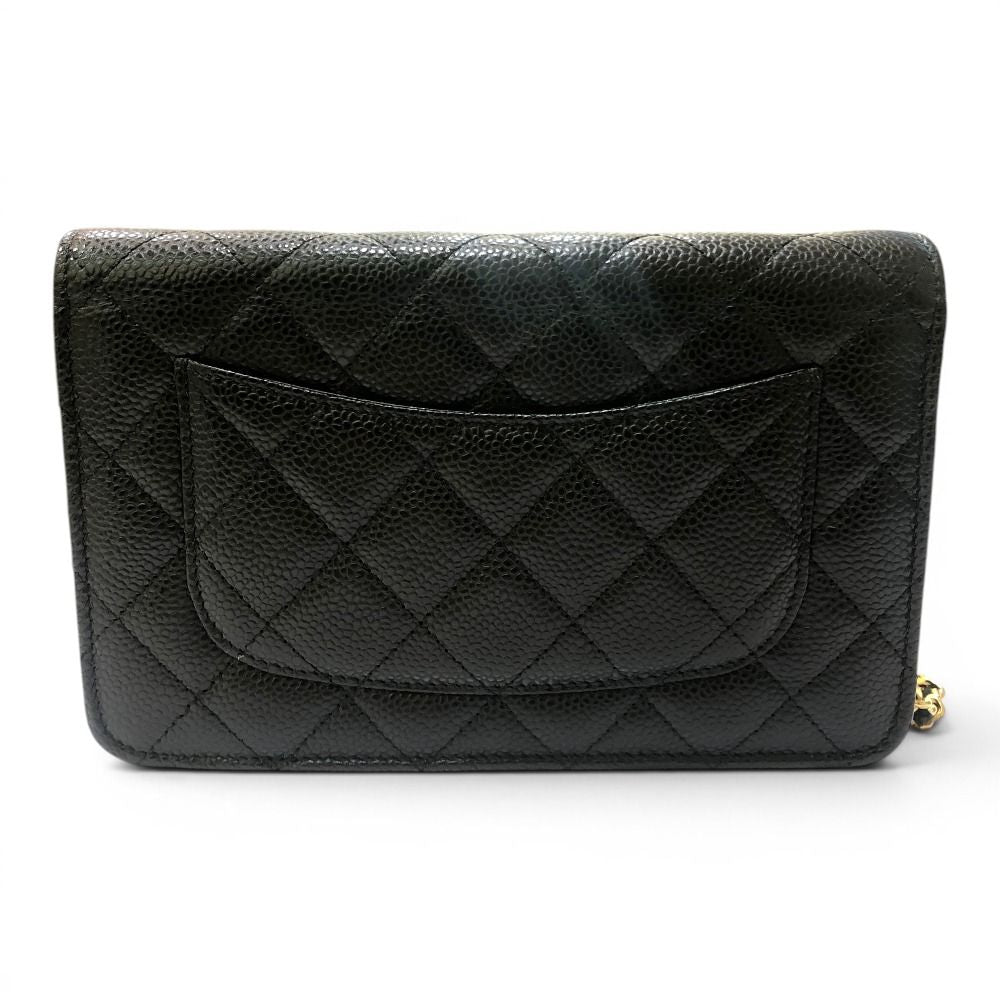 Chanel Shoulder Bag CC Logo Chain Wallet Caviar Leather Black — view 2