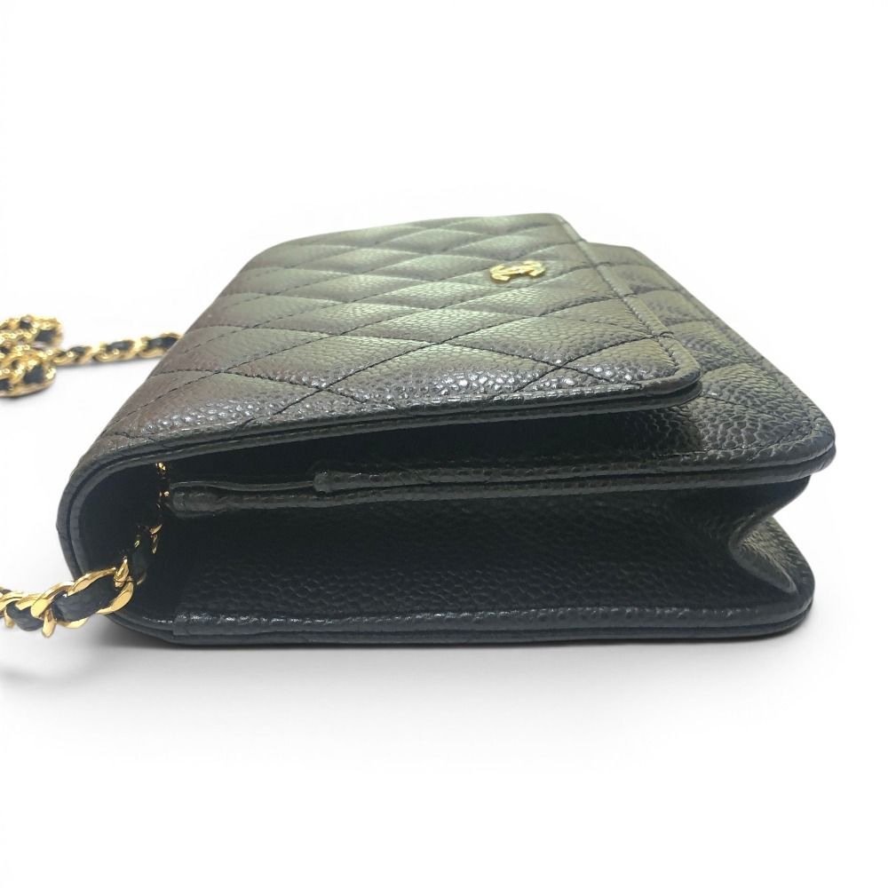 Chanel Shoulder Bag CC Logo Chain Wallet Caviar Leather Black — view 3