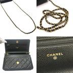 Chanel Shoulder Bag CC Logo Chain Wallet Caviar Leather Black — view 7