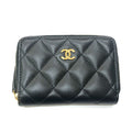Chanel Coin Case CC Logo Classic Zip Lambskin Black