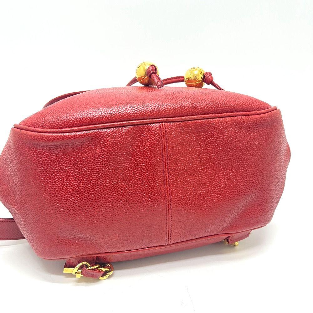 Chanel Backpack Sac CC Logo Caviar Leather Red — view 5