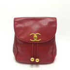 Chanel Backpack Sac CC Logo Caviar Leather Red