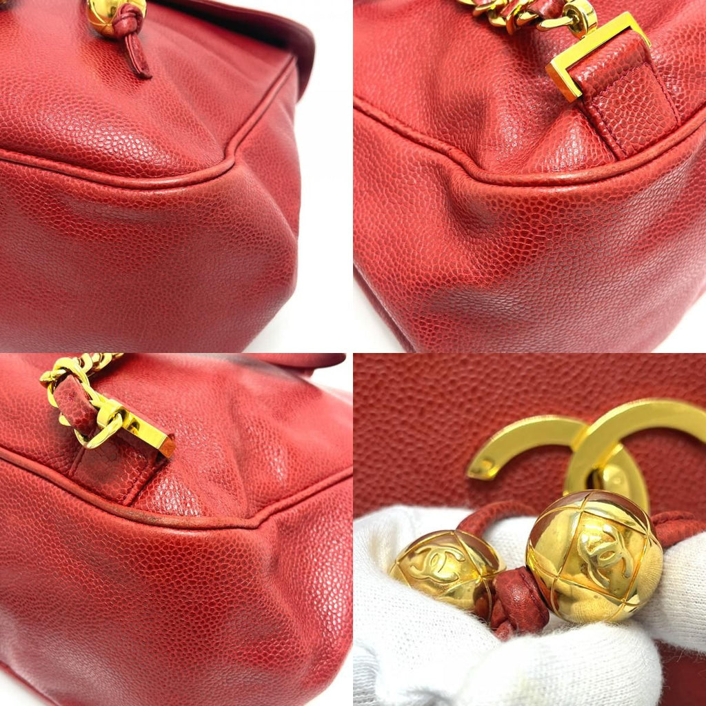 Chanel Backpack Sac CC Logo Caviar Leather Red — view 7