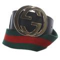 Gucci Sherry Line Interlocking Belt 80 32 Green Red