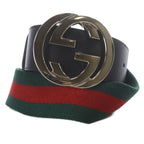 Gucci Sherry Line Interlocking Belt 80 32 Green Red