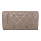 Chanel Bifold Wallet Classic Long Flap Quilted Caviar Leather CC Logo Pink — view 2