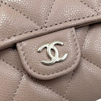 Chanel Bifold Wallet Classic Long Flap Quilted Caviar Leather CC Logo Pink — view 5