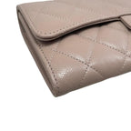 Chanel Bifold Wallet Classic Long Flap Quilted Caviar Leather CC Logo Pink — view 3