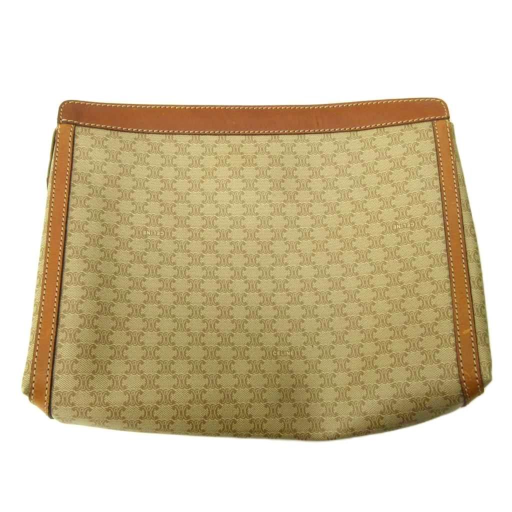 Celine Vintage Clutch Macadam All Over Pattern Patch Coating Beige — view 2