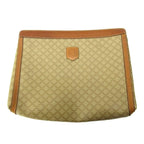 Celine Vintage Clutch Macadam All Over Pattern Patch Coating Beige