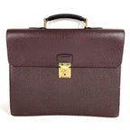 Louis Vuitton Business Bag Serviette Moscova Taiga Leather Acajou Purple