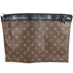 Louis Vuitton Clutch Pochette Discovery Monogram Macassar Canvas Brown