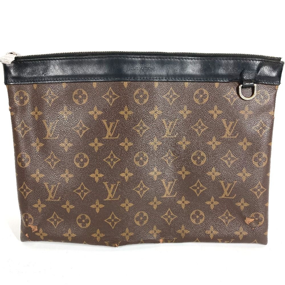 Louis Vuitton Clutch Pochette Discovery Monogram Macassar Canvas Brown