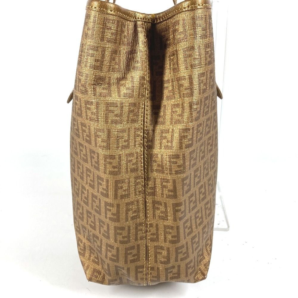 Fendi Shoulder Bag Zucchino Logo Leather Gold — view 2