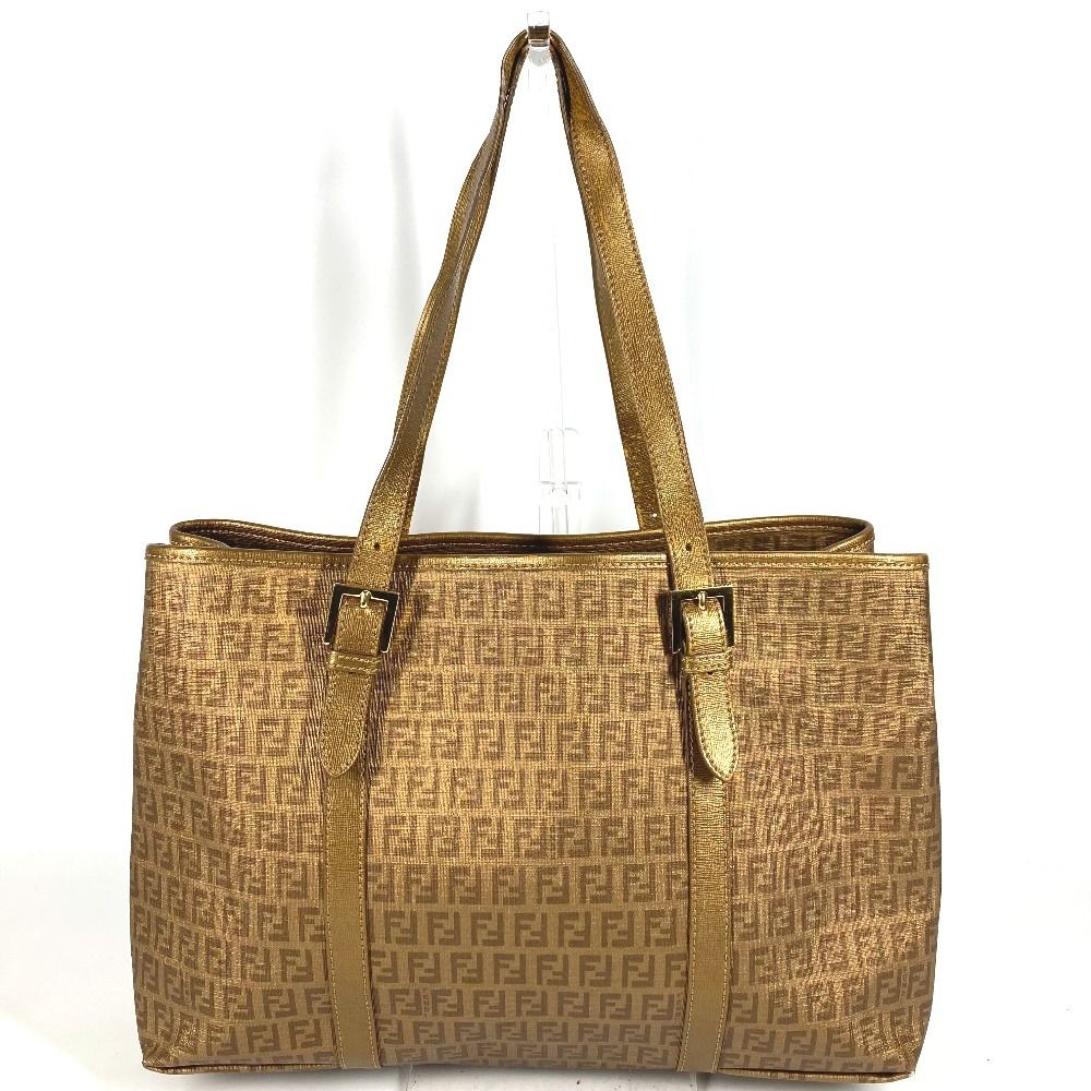 Fendi Shoulder Bag Zucchino Logo Leather Gold — view 3