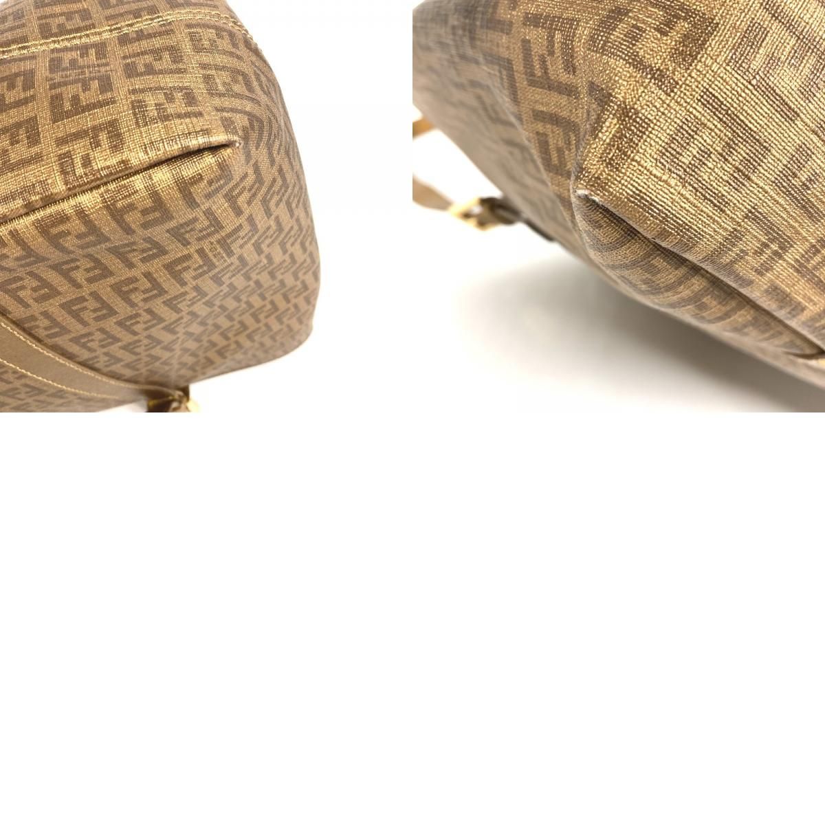 Fendi Shoulder Bag Zucchino Logo Leather Gold — view 9