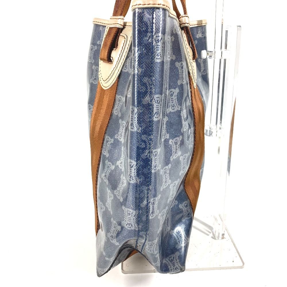 Celine Shoulder Bag Triomphe Logo Beach Vinyl Leather Blue — view 2