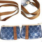 Celine Shoulder Bag Triomphe Logo Beach Vinyl Leather Blue — view 7