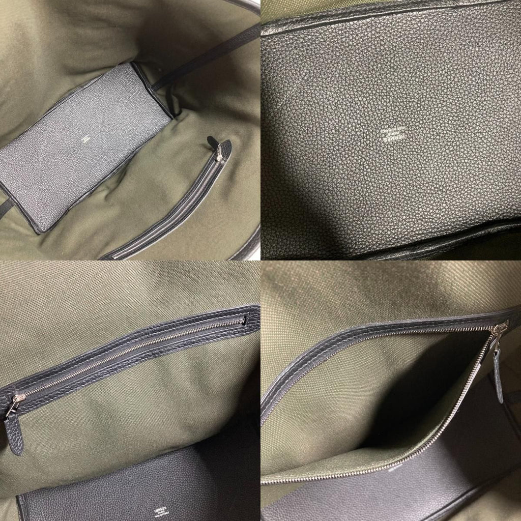 Hermes Tote Pure Cangle Taurillon Clemence Vert Gray Blanc Zu Noir Khaki — view 9