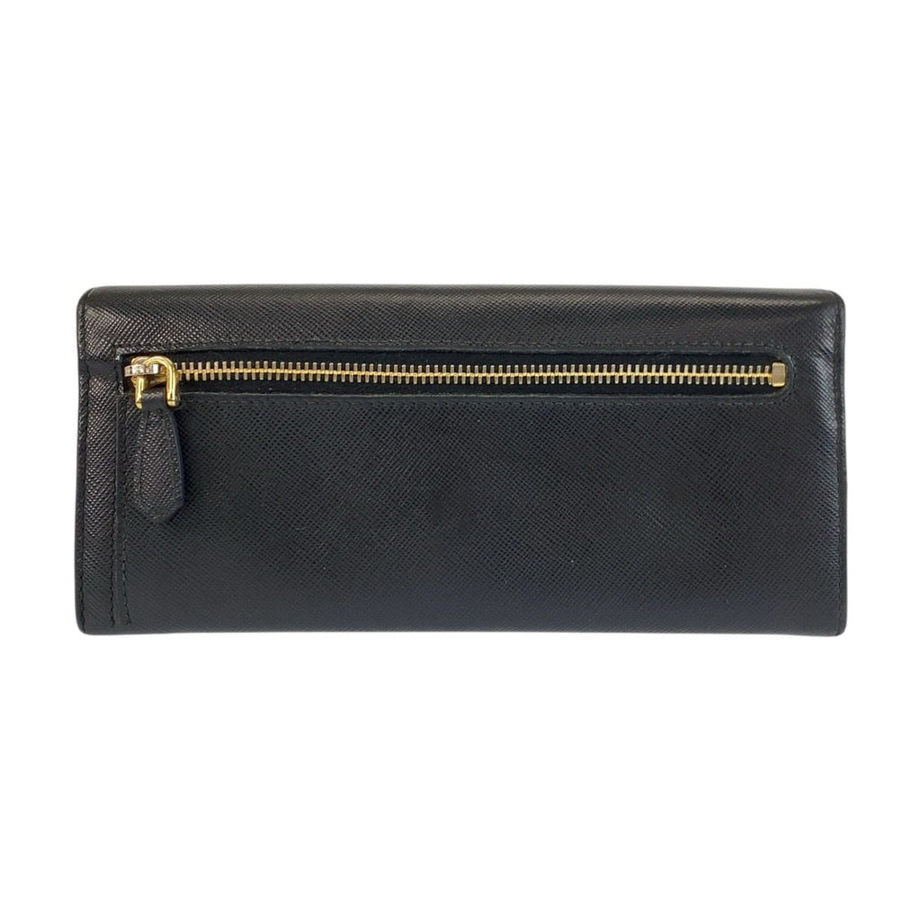 Prada Saffiano Fiocco Ribbon Black Gold Leather Wallet — view 2