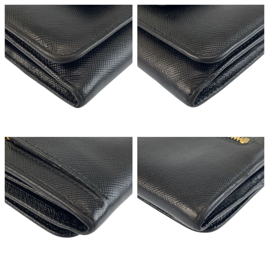 Prada Saffiano Fiocco Ribbon Black Gold Leather Wallet — view 6
