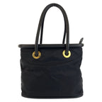 Celine Vintage Circle Logo Black Gold Nylon To5 1 Tote
