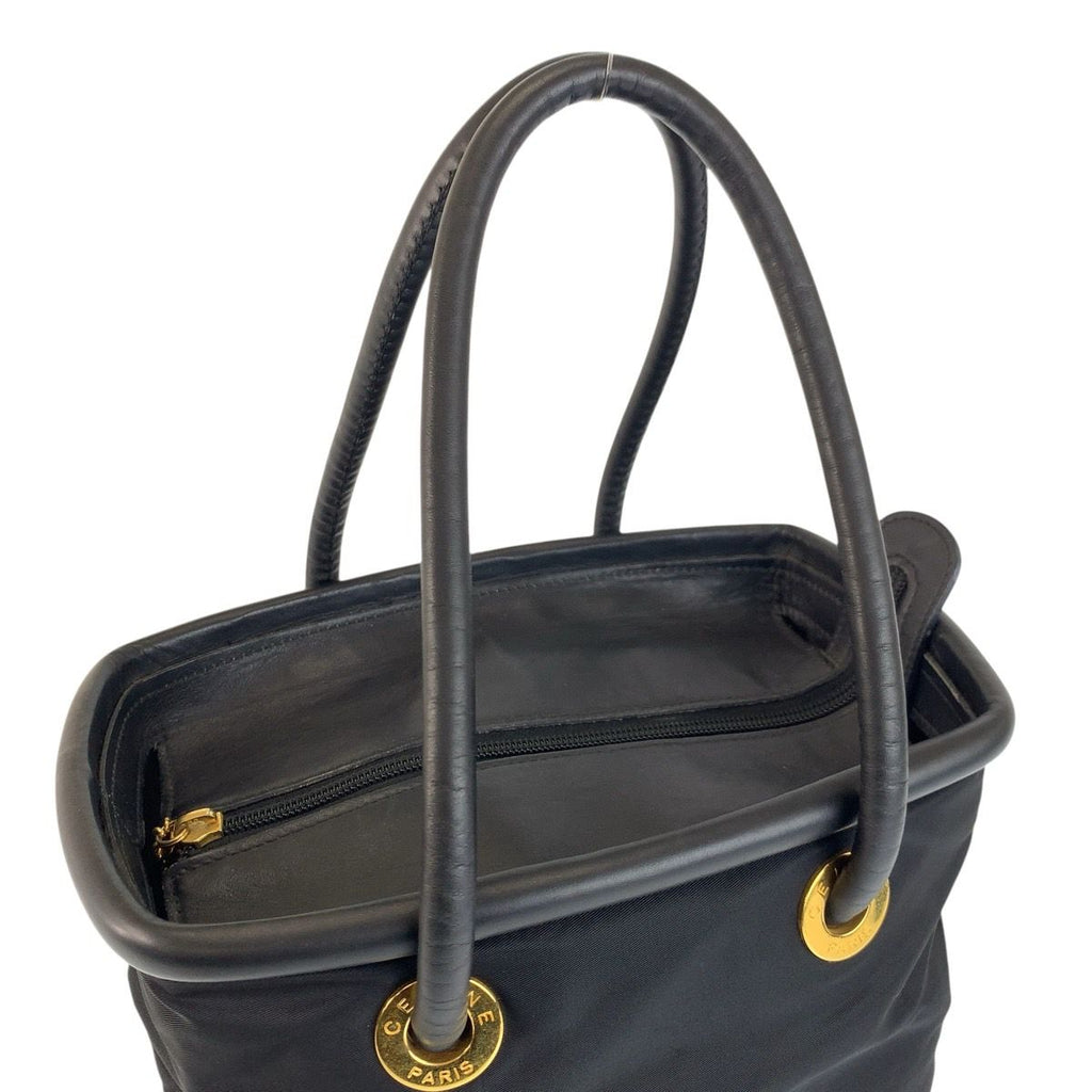 Celine Vintage Circle Logo Black Gold Nylon To5 1 Tote — view 7