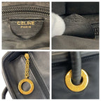 Celine Vintage Circle Logo Black Gold Nylon To5 1 Tote — view 3