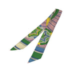 Hermes Twilly Astrologie Nouvelle Green Pink Yellow Silk Scarf Ribbon — view 2