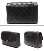 Chanel Chain Shoulder Bag Gold Quilted Diana 25 Single Flap — view 2