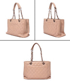 Chanel Chain Tote Silver Caviar Leather Grand Shopping GST — view 2